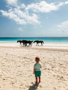 kid activity pink sand beach